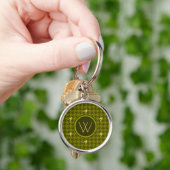 Olijf met Gold Accent Houndstooth Sleutelhanger (Hand)