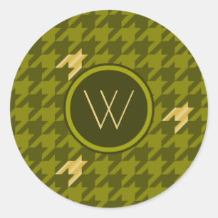 Olijf met Gold Accent Houndstooth Sticker