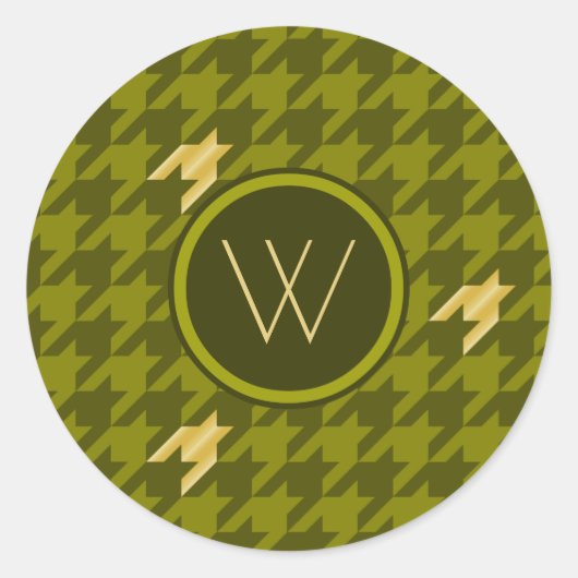Olijf met Gold Accent Houndstooth Sticker (Voorkant)