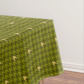 Olijf met Gold Accent Houndstooth Tablecloth Tafelkleed (Voorbeeld)