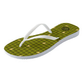 Olijf met Gold Accent Houndstooth Teenslippers (Schuin)
