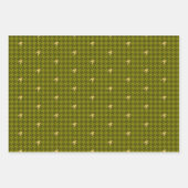 Olijf met Gold Houndstooth Wrapping Paper Set (Voorkant 2)