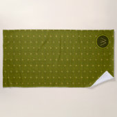 Olijf met gouden accent Houndstooth Beach handdoek (Voorkant)