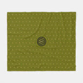 Olijf met Gouden Accent Houndstooth Fleece Deken (Voorkant (Horizontaal))
