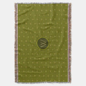 Olijf met gouden accent Houndstooth Gooi Deken (Voorkant Verticaal)