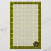 Olijf met gouden accent Houndstooth Stationery Briefpapier (Voorkant)