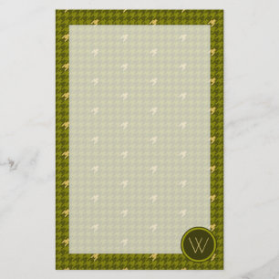 Olijf met gouden accent Houndstooth Stationery Briefpapier