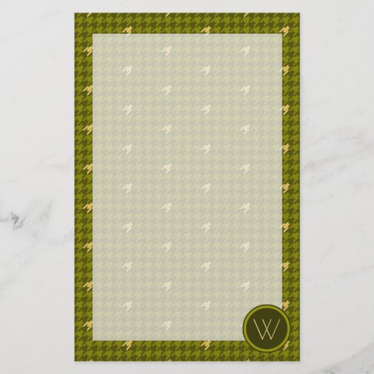 Olijf met gouden accent Houndstooth Stationery Briefpapier (Voorkant)