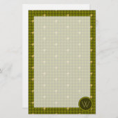 Olijf met gouden accent Houndstooth Stationery Briefpapier (Voorkant / Achterkant)