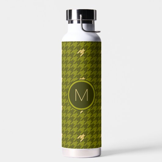 Olijf met gouden accent Houndstooth Waterfles (Links)