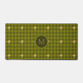 Olijf met gouden accenten Houndstooth Bureaumat (Voorkant)