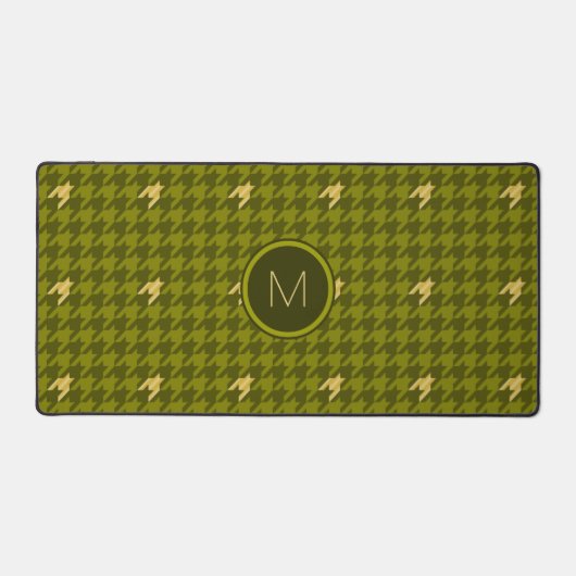 Olijf met gouden accenten Houndstooth Bureaumat (Voorkant)