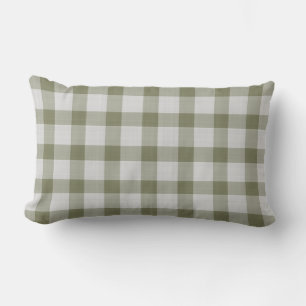Olijf nevel groen geruit gingham kussen