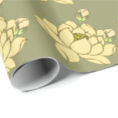Olijf Oasis Blooms: Lotus Gift Cadeaupapier (Rol Hoek)