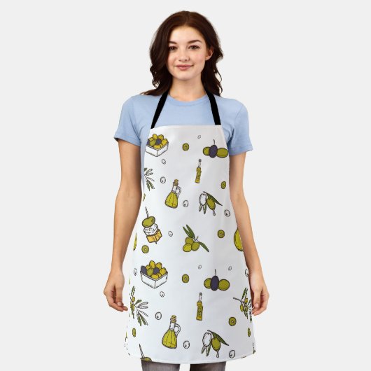  Olijf, Olijftak & Oliefles Schort (Gedragen)