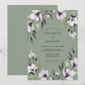 Olijf Paarse Bladschikking Eucalyptus Bruiloft Kaart (Voorkant / Achterkant)