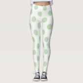 Olijf Polka Stippen Leggings (Voorkant)