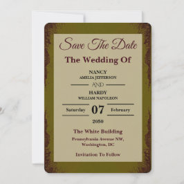 Olijf Roest Aardse Trouwkaart Save The Date