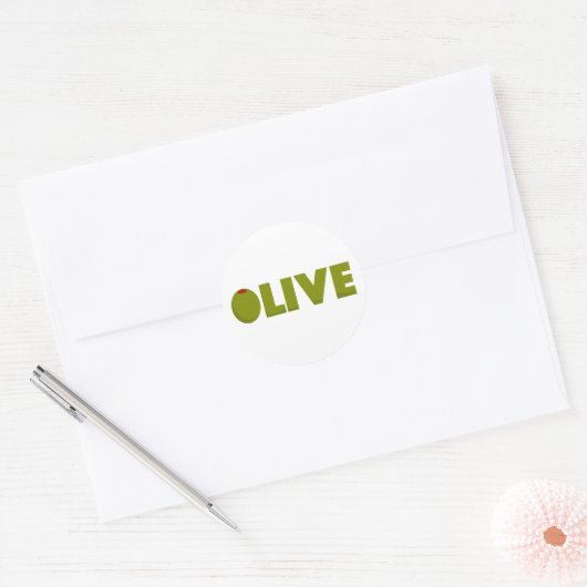 Olijf Ronde Sticker (Envelop)