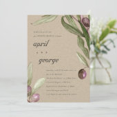 OLIJF RUSTIEKE KRAFT FAUNA POST-HUWELIJK BRUNCH UI BEDANKKAART (Staand voorkant)