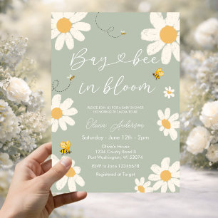 Olijf Sage Daisy Retro Bay Bij Baby Shower  Kaart