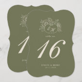 Olijf Sage Stans Monogram Tafelnummer (Voorkant / Achterkant)