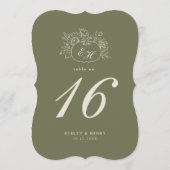 Olijf Sage Stans Monogram Tafelnummer (Achterkant)