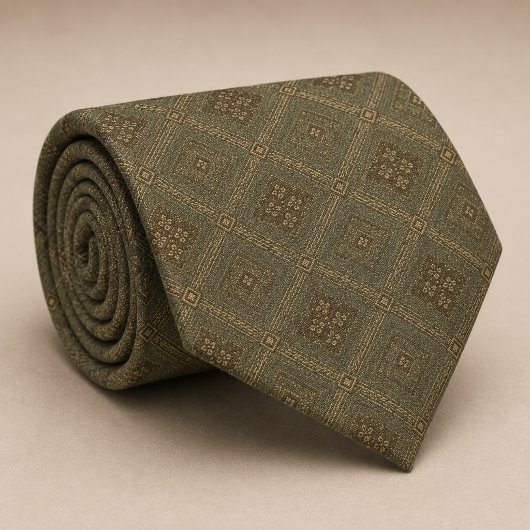 Olijf Salie Groen Diamant Geometrisch Stropdas