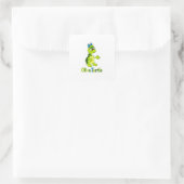 Olijf Schildpad Vierkante Sticker (Tas)