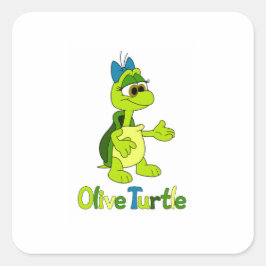 Olijf Schildpad Vierkante Sticker