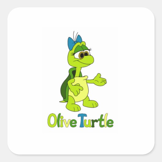 Olijf Schildpad Vierkante Sticker (Voorkant)