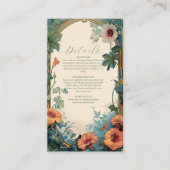 Olijf & Sinaasappel Bruiloft  Art Nouveau Floral Informatiekaartje (Voorkant)