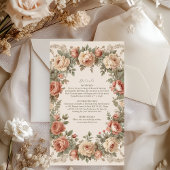 Olijf & Sinaasappel Bruiloft  Art Nouveau Floral Informatiekaartje