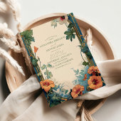 Olijf & Sinaasappel Bruiloft  Art Nouveau Floral Kaart