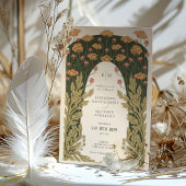 Olijf & Sinaasappel Bruiloft  Art Nouveau Floral Kaart