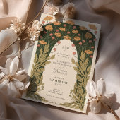 Olijf & Sinaasappel Bruiloft  Art Nouveau Floral Kaart