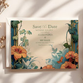 Olijf & Sinaasappel Bruiloft  Art Nouveau Floral Save The Date