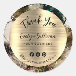 Olijf Smaragdgroene Aquarel Bedankt Ronde Sticker