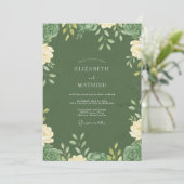 Olijf Succulente Waterverf Trouw Kaart (Staand voorkant)