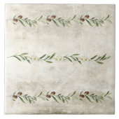 Olijf & takken bloemenbloesems rustiek tegeltje (Voorkant)