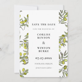 Olijf takpatroon sparen de datumUitnodiging Kaart