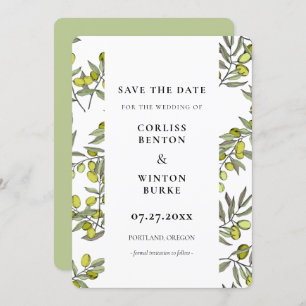 Olijf takpatroon sparen de datumUitnodiging Kaart