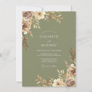 Olijf Tan Loof Eucalyptus Bruiloft Kaart