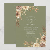 Olijf Tan Loof Eucalyptus Bruiloft Kaart (Voorkant / Achterkant)
