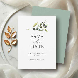 Olijf Thema Niet-Foto Huwelijk Opslag De Datum Save The Date