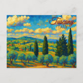 Olijf Toscane Italië Retro Europa Reizen Briefkaart (Voorkant)