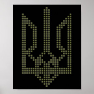 Olijf Ukrainiaans Tryzub-symbool op het hart - Oek Poster
