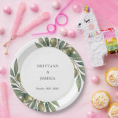 Olijf verlaat mediterrane rustieke bruiloft papieren bordje (Feest)