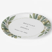 Olijf verlaat mediterrane rustieke bruiloft papieren bordje (Gekanteld)