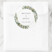 Olijf verlaat mediterrane rustieke bruiloft ronde sticker (Tas)